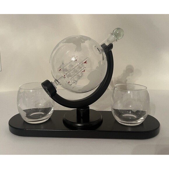 Globe Whiskey Decanter Set with Globe Glasses